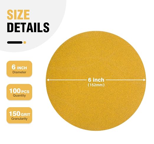 100 PCS 6 Inch PSA Sanding Discs 150 Grit Adhesive Backed Sandpaper Roll - Image 2