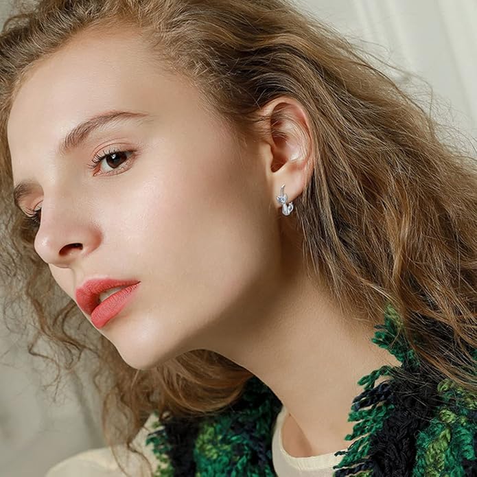 PELOVNY Animal Dangle Earrings Sterling Silver Hypoallergenic Moss Agate Crystal Moonstone Earrings Bee Butterfly Dolphin Peacock Phoenix Jewelry Birthday Christmas Gifts for Women