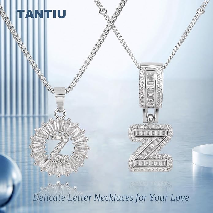 14K Gold Plated Alphabet Necklace Cubic Zirconia Letter Pendant, Personalized Name Jewelry Gift for Women, Customizable A-Z, Birthday/Mothers Day Gifts for Womens