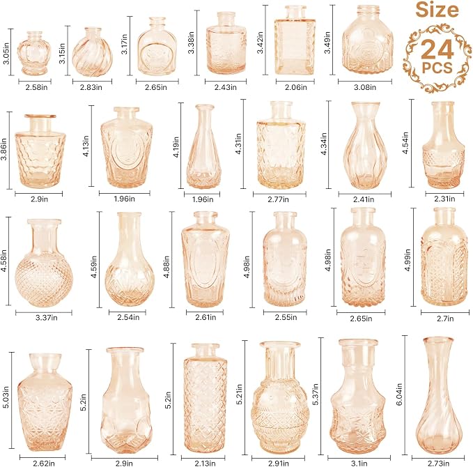 Clear Amber Gold Glass Bud Vase Set of 24 Pcs, Small Bud Vases in Bulk - Image 7