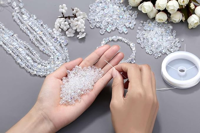 LAIDANLA 800PCS Glass Beads AB Color Crystal Beads Assorted Crystal Beads with Container Box for DIY Necklace Bracelet Earring Jewelry Making