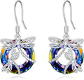 TOUPOP Dragonfly Gifts for Women Sterling Silver Dragonfly Earrings with Circle Crystal Dragonfly Dangle Drop Earrings Jewelry Gifts for Women Mom Birthday Christmas