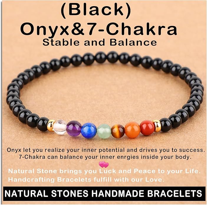 AD Beads Handmade Gemstone Stretch Elastic Bracelet Crystal Healing Reiki Nature's Beauty and Spiritual Essence Unisex