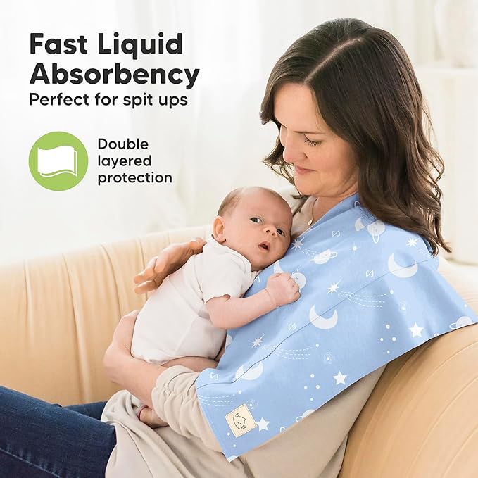 Organic Burp Cloths Baby Boy, Girl - 6-Pack Large Cotton Burping Cloths for Babies, Spit Up Rags, Super Absorbent, Ultra Soft Newborn Rag, Gender Neutral, Machine Washable, Durable(Constellation)