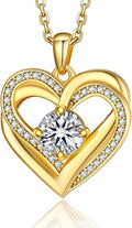 MomentWish Heart Necklace for Women Moissanite, Simulated Diamond, 925 Sterling Silver