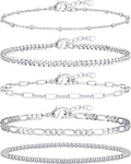 adoyi Valentines Day Gifts for Her Gold Bracelets for Women, 14K Gold Plated Stackable Bracelet Stack Set Adjustable Charm Paperclip Chain Cuban Link Layered Waterproof Jewelry Sets Gifts for Womens