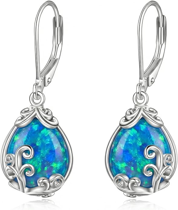 POPLYKE Celtic Filigree Teardrop Drop Dangle Earrings Sterling Silver Leverback Earrings Jewelry for Women