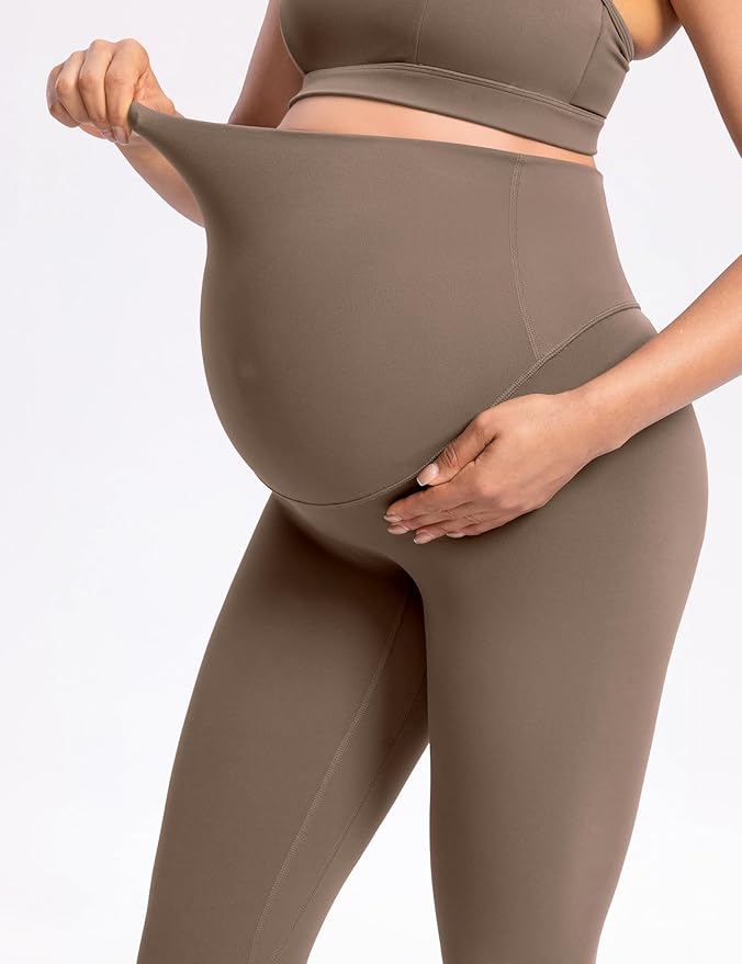 POSHDIVAH Women's Creamluxe Maternity Leggings 25"/28" Over The Belly Pregnancy Yoga Pants Active Workout Leggings