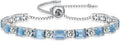 Birthstone Tennis Bracelets for Women White Gold Sterling Silver Gemstone Bracelets Adjustable Chain 6-9 Inchs Jewelry Anniversary Birthday Gifts for Women Mom Wife Her