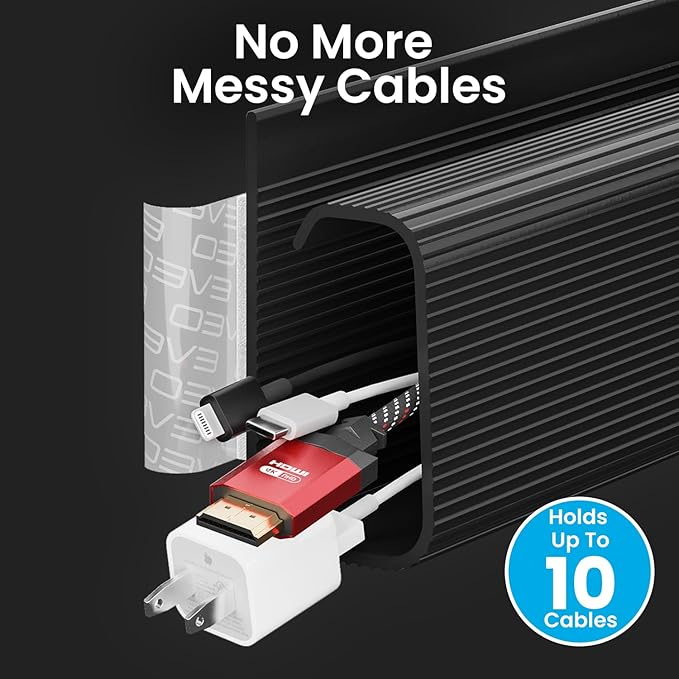 EVEO Cable Management 96'' J Channel- 6 Pack Cord Cover- Cable Raceway- Cable - Image 5