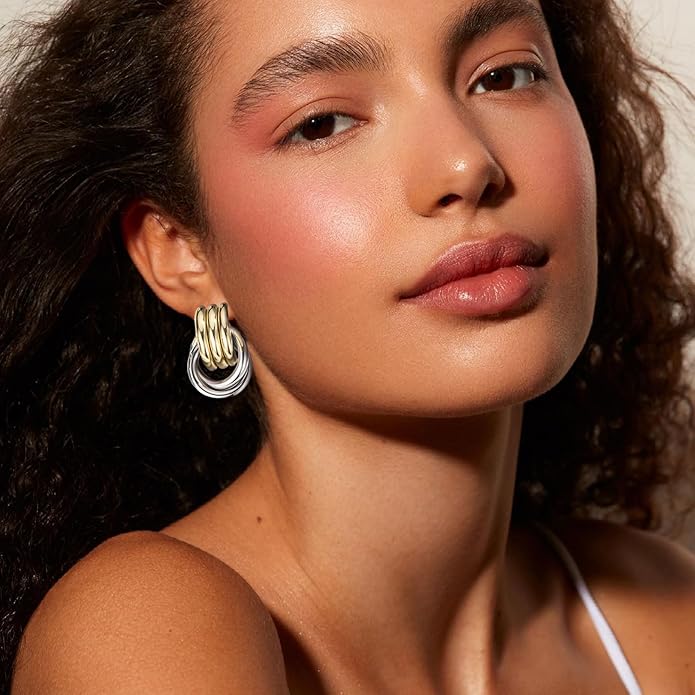 14K Gold Plated Knot Earrings for Women Gold Silver Earrings Heart Link Drop Dangle Earring Chunky Golden Knotted Statement Jewelry