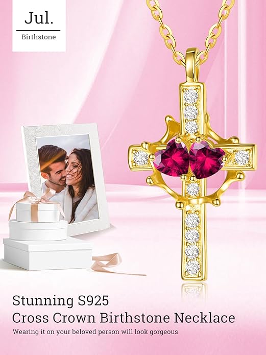 Valentine's Day Gifts for Wife 925 Sterling Silver Double Birthstone Pendant Necklaces I Love You for Always and Forever Necklace Anniversary Birthday Gifts for Wife Girlfriend Mom Her