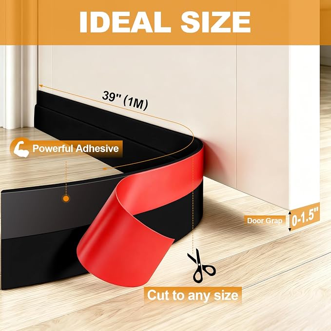 Strong Adhesive Door Sweep for Bottom of Door, Blocks Draft/Dust | 78'' - Image 2