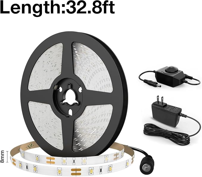 Olafus White LED Strip Lights, 32.8ft Dimmable Vanity Light, 6000K Daylight - Image 8