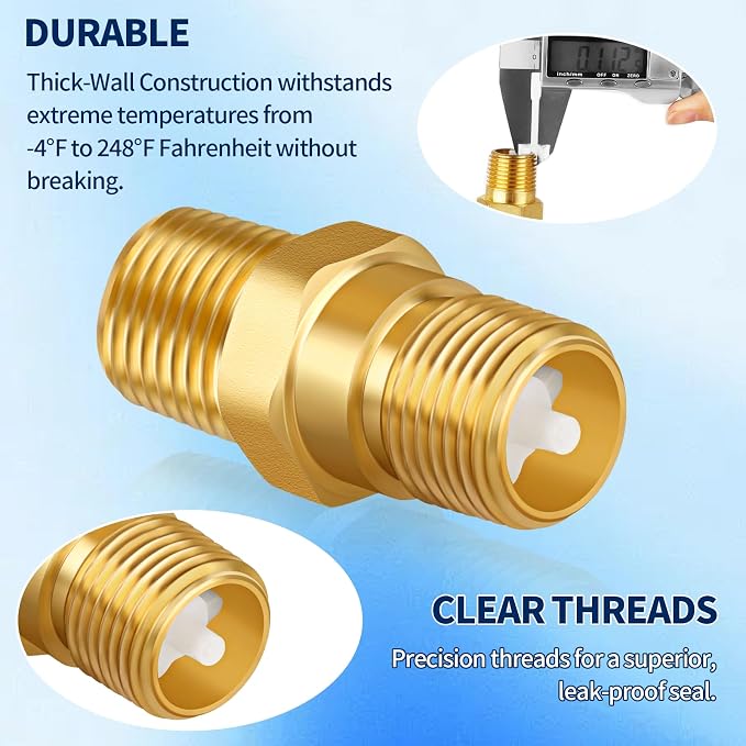 RV Water Heater Backflow Preventer, 1/2" NPT Double Male Thread Hot Water - Image 7