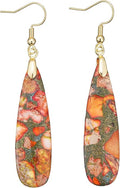Boho Women Natural Stone Earrings Unique Healing Imperial Jasper Gemstone Energy Hypoallergenic Lightweight Dangle Drop Earrings Multiple Styles Earrings Jewelry for Birthday Party Gift