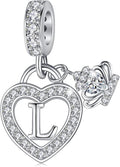 Letter Charms for Charms Bracelet: Silver Heart Alphabet Initial Dangle Charms Bead for Bracelets and Necklaces, Birthday Mother's Day Christmas Jewelry Gifts For Women
