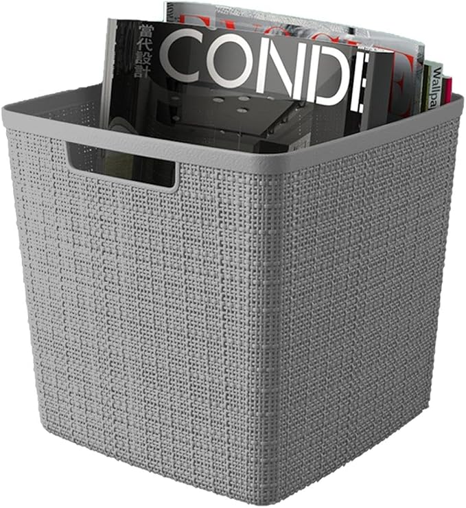 Curver Set of 4 Large Cube 17L Jute Decorative Plastic Organization and Storage - Image 5