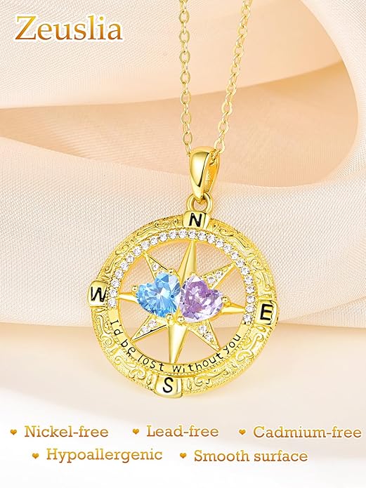 Valentine's Day Gifts for Wife 925 Sterling Silver Double Birthstone Pendant Necklaces I Love You for Always and Forever Necklace Anniversary Birthday Gifts for Wife Girlfriend Mom Her