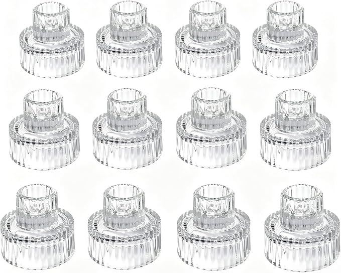 Hosley Set of 6 Glass Taper Candle Holders by HOSLEY