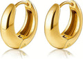 Chunky Small Hoop Earrings for Women 14mm/16mm/19mm Stainless Steel Huggie Earrings Everyday Jewelry Gift for Wife Mom, with Gift Box