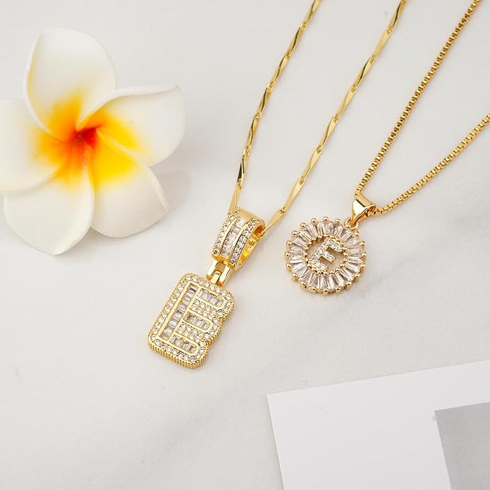 14K Gold Plated Alphabet Necklace Cubic Zirconia Letter Pendant, Personalized Name Jewelry Gift for Women, Customizable A-Z, Birthday/Mothers Day Gifts for Womens