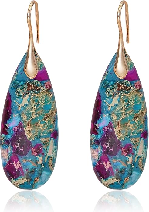Natural Stone Earrings Waterdrop Stone Dangle Earrings for Women