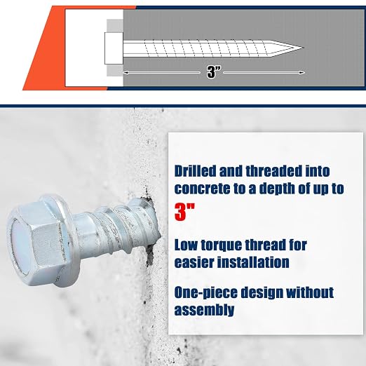 Tandefio 80 Pack 1/2 x 3 Concrete Anchors and Screw Kits Galvanized | Large - Image 5