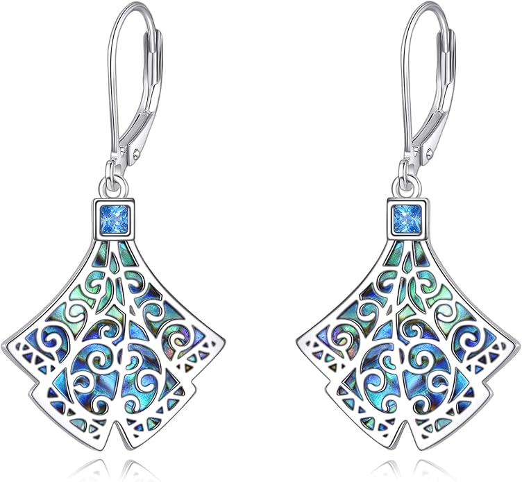 Abalone Shell Dangle Drop Earrings for Women 925 Sterling Silver Filigree Bohemian Earrings Jewelry Gift