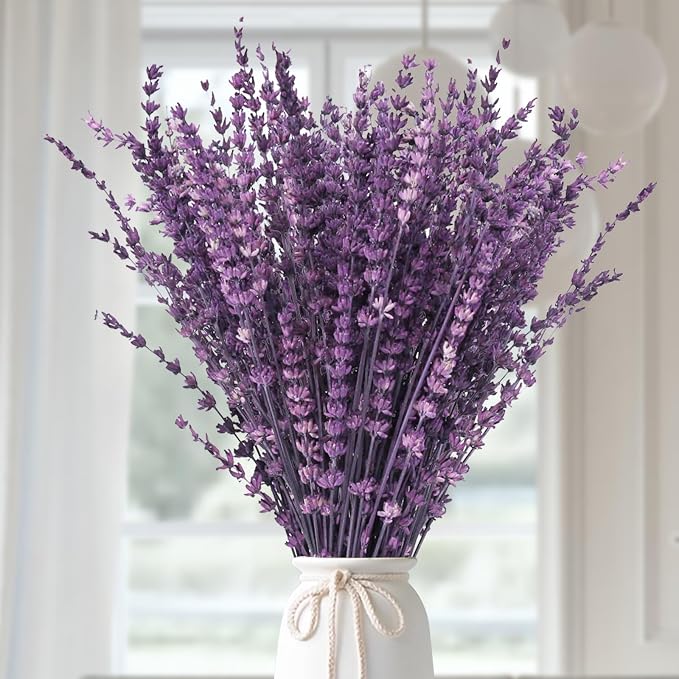 Glicrili Dried Lavender Flowers Real Stems Purple Bouquet by Glicrili