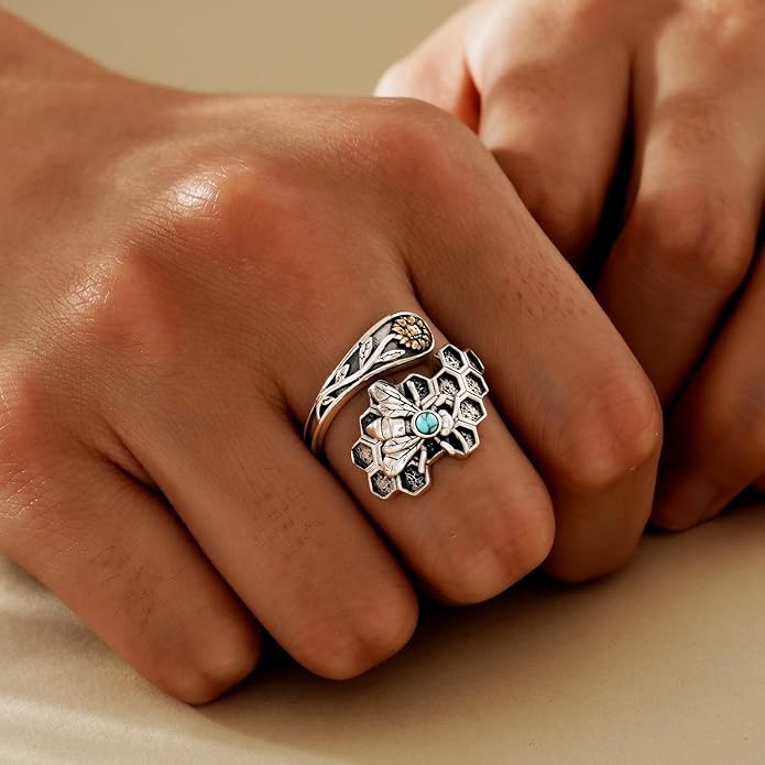 Spoon Rings for Women 925 Sterling Silver Sunflower Adjustable Thumb Spoon Rings Celtic Knot Promise Engagement Statement Boho Vintage Finger Open Antique Rings Jewelry