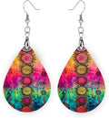 Teardrop Wood Earrings Light Weight Printed Image Dangle Jewelry, Fun and Funky Earrings