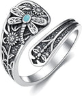 Spoon Ring for Women S925 Sterling Silver Dragonfly Ring Adjustable Thumb Rings Jesus Fish Rings Spoon Jewelry for Brithday Christmas