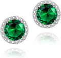 YOMELA Cubic Zirconia Earrings Studs, Halo CZ Birthstone Simulated Diamond Stud Earrings for Women