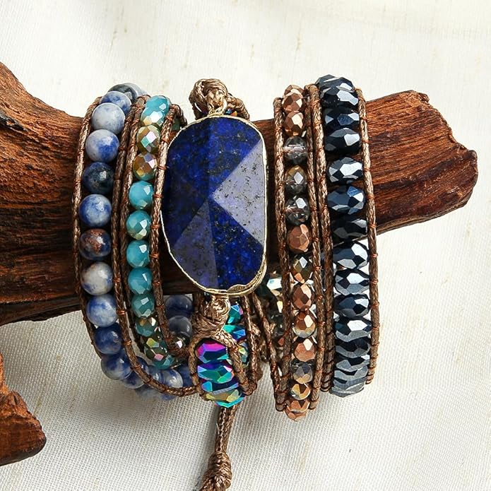 ZOSOJONA Women Wrap Bracelets Boho Natural Stone Jasper Turquoises Strand Bracelet Jewelry Collection
