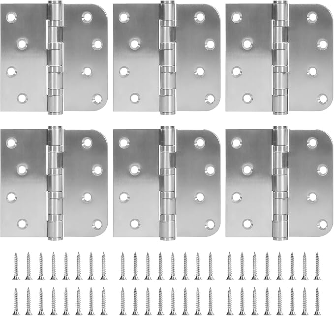 6 Pack Ball Bearing Door Hinges, 4 Inch x 4 Inch Heavy Duty Stainless Steel by LITLANDSTAR
