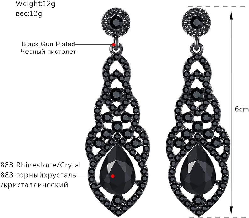 mecresh Women's Alloy Teardrop Crystal Chandelier Dangle Earrings