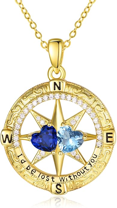 Valentine's Day Gifts for Wife 925 Sterling Silver Double Birthstone Pendant Necklaces I Love You for Always and Forever Necklace Anniversary Birthday Gifts for Wife Girlfriend Mom Her