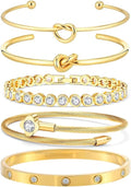 18 K Gold Plated Love Bangle Bracelet Stack Cuff Jewelry for Women Jewelry Set for Women Gift with Box
