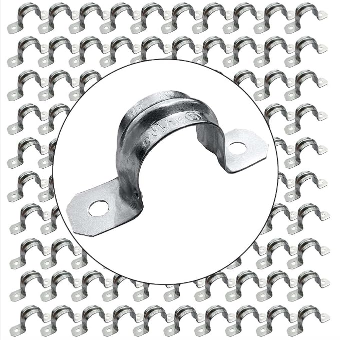 1-1/4-Inch EMT Two-Hole Conduit Strap — Reinforced Rib, Heavy-Duty Zinc-Plated - Image 3