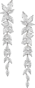 SWEETV Marquise Cubic Zirconia Wedding Earrings for Women Brides, Crystal Chandelier Bridal Drop Earrings for Prom Pageant