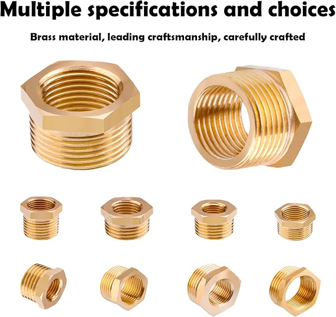 Brass Pipe Fitting Reducer Hex Bushing 1/4 NPT Male x 1/8 NPT Female Adapter - Image 6