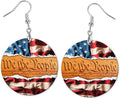 Round Wood Earrings Light Weight Printed Image Dangle Jewelry
