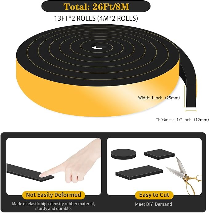 Door Weather Stripping, for Door and Window, 1 in x 1/2 in x 39Ft | Air - Image 6