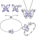 Aurora Tears Butterfly Jewelry,Women 925 Sterling Silver Butterflies Birthstone Pendant Necklace/Earrings/Rings Wedding Gift