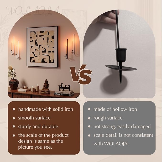 Metal Wall Candle Sconce Holder Set of 4 Wall Mount Candle Holder Pillar Holder - Image 5
