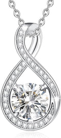 FANCIME Birthstone Necklaces for Women Fine Jewelry Sterling Silver Infinity Pendant Anniversary Birthday Gifts for Her Women Wife Mom Lady Daughter, Chain 16"+2" Extend