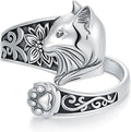 Midari Sun and Moon/Bee/Celtic/Life of Tree/Lotus Spoon Ring for Women 925 Sterling Silver Adjustable Ring Open Ring for Women Men Halloween Birthday Gift