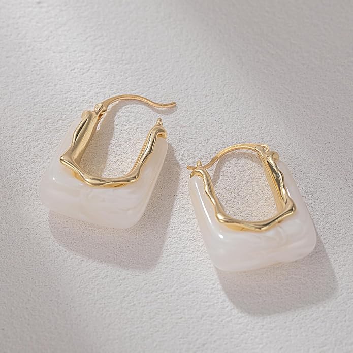 Acrylic Hoop Earrings Chunky Huggie Statement Vintage Earrings Cute Resin Drop Earring Trendy Jewelry Gifts for Women