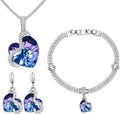 Charming Crystal Jewelry Sets For Women 18K White Gold Plating Bracelet Necklace And Earrings Sets For Wife Girlfriend Or Mothers Idea Gift For Mother's day
